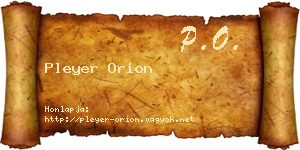 Pleyer Orion névjegykártya